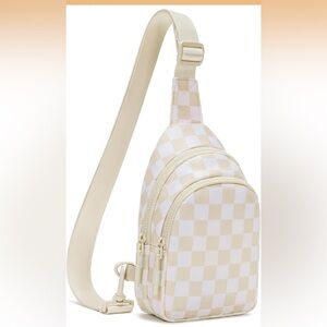 Checkered Cream and White sling Bag